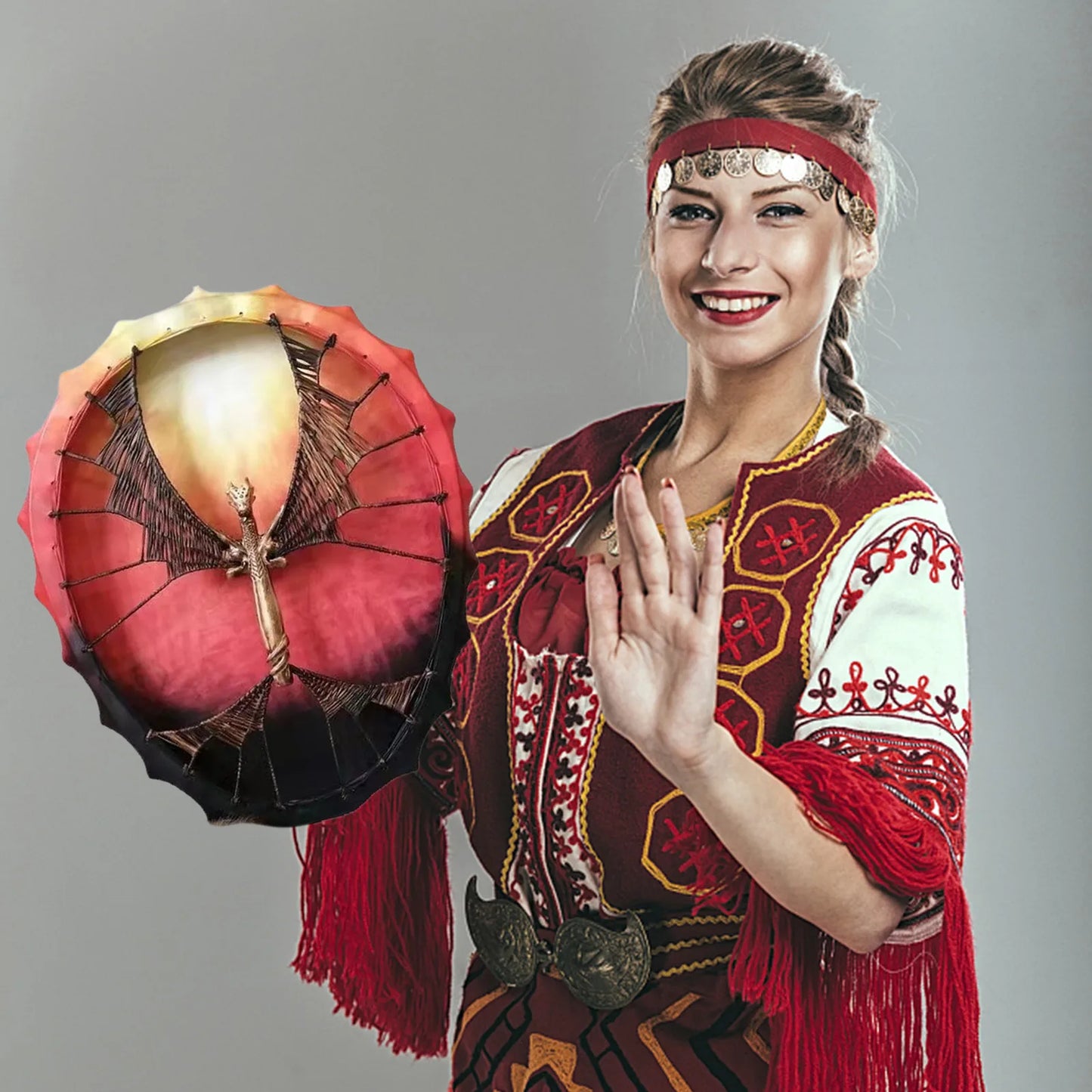 Shaman Drum with Dragon Totem Tree of Life – Handmade Siberian Drum for Sound Healing
