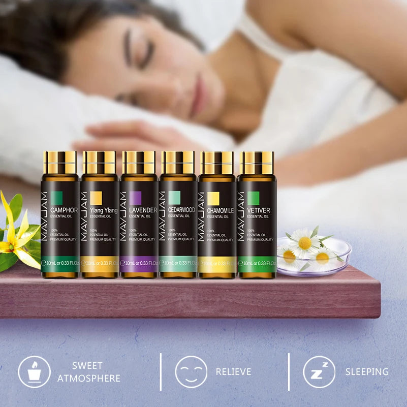 MAYJAM 10ml with Dropper 35 Flavor Essential Oils Vanilla Grapefruit Frankincense Jasmine Oil For Homemade Candle Bath Ball