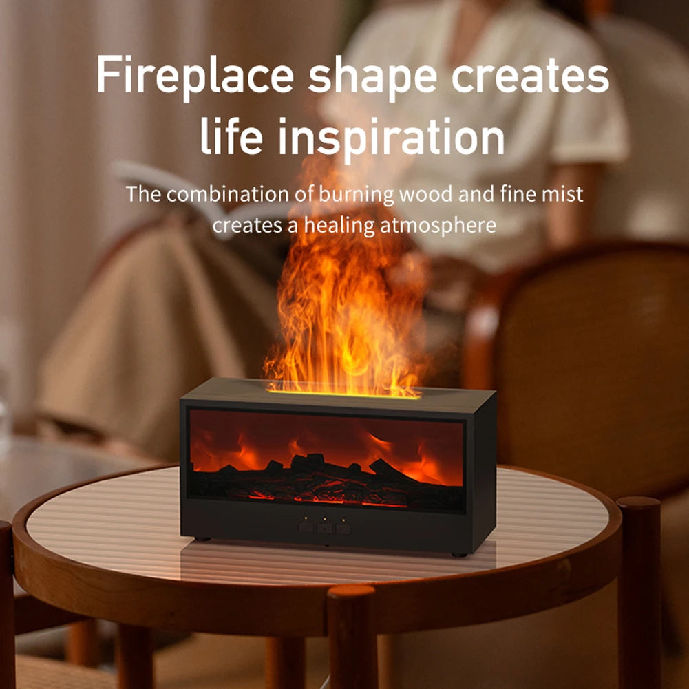 Creative Fireplace Air Humidifier Waterless Auto-Off Aroma Essential Oil Diffuser with Remote & Realistic Fireplace Night Light