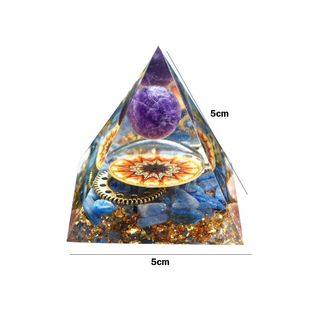 Natural Tiger Eye Orgonite Pyramid Healing Crystals Energy Generator Reiki Chakra Multiplier Orgone Amethyst Meditation Stone5X5