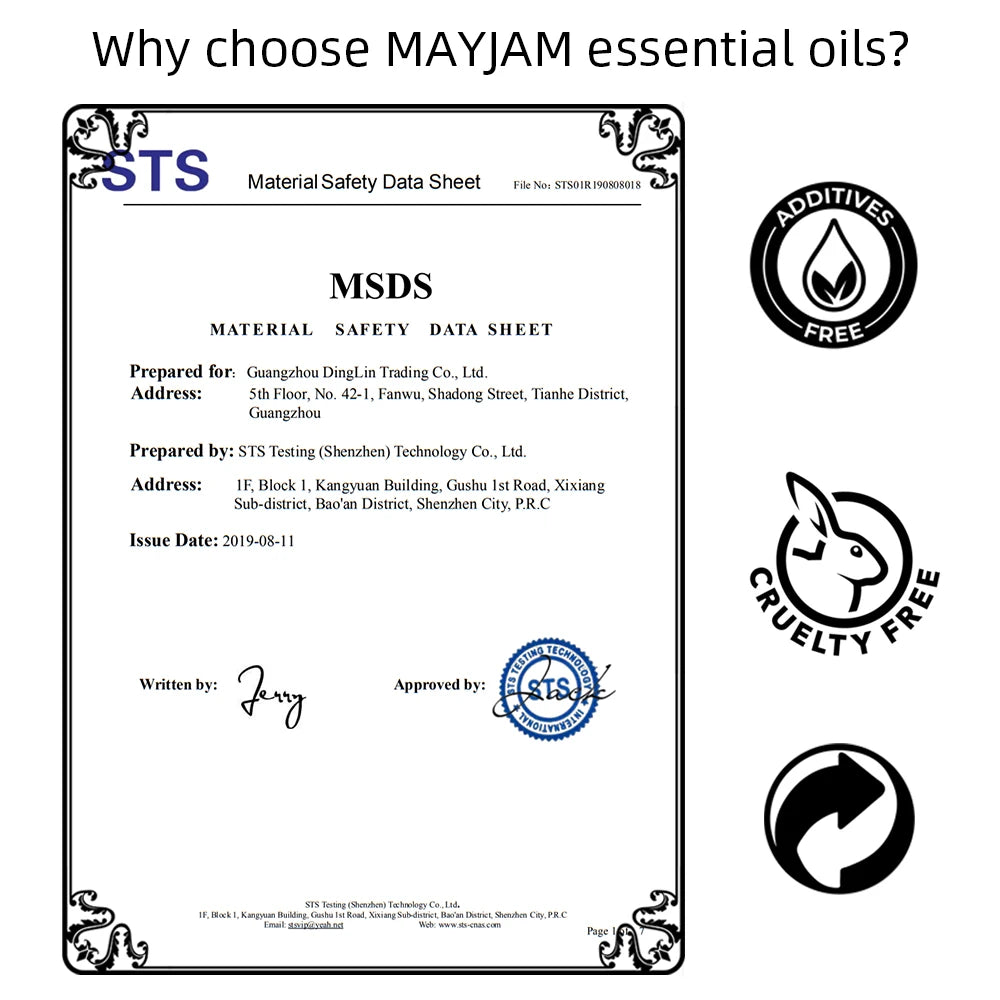 MAYJAM 10ml with Dropper 35 Flavor Essential Oils Vanilla Grapefruit Frankincense Jasmine Oil For Homemade Candle Bath Ball