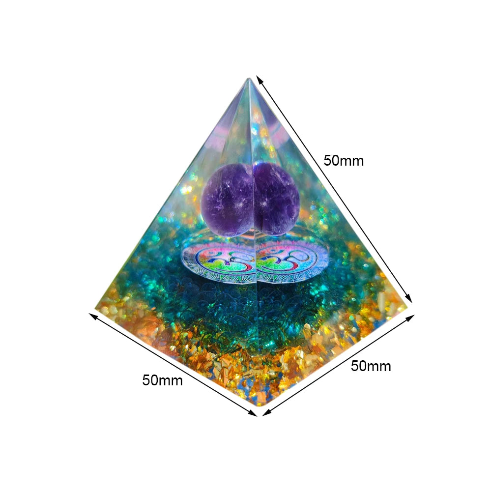 Natural Tiger Eye Orgonite Pyramid Healing Crystals Energy Generator Reiki Chakra Multiplier Orgone Amethyst Meditation Stone5X5