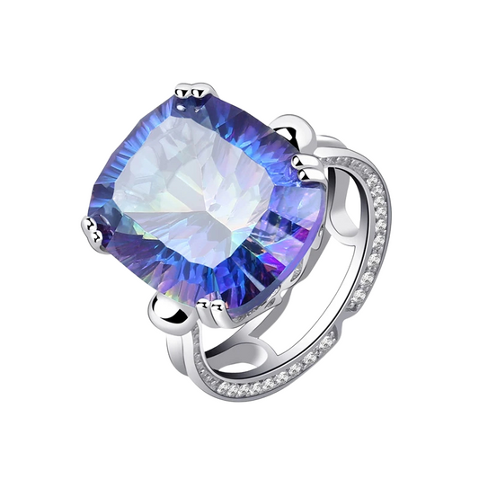 925 Sterling Silver 18.42Ct Mystic Topaz Crystal Ring