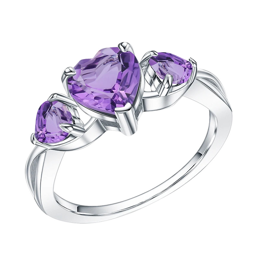 925 Sterling Silver 1.19Ct Amethyst Crystal Ring