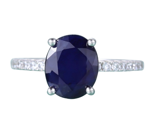 925 Sterling Silver Blue Sapphire Crystal Ring