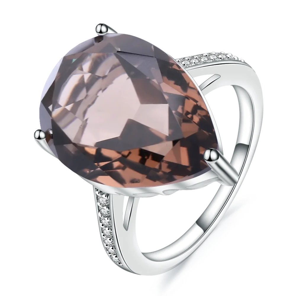 925 Sterling Silver 10.68ct Smoky Quartz Ring