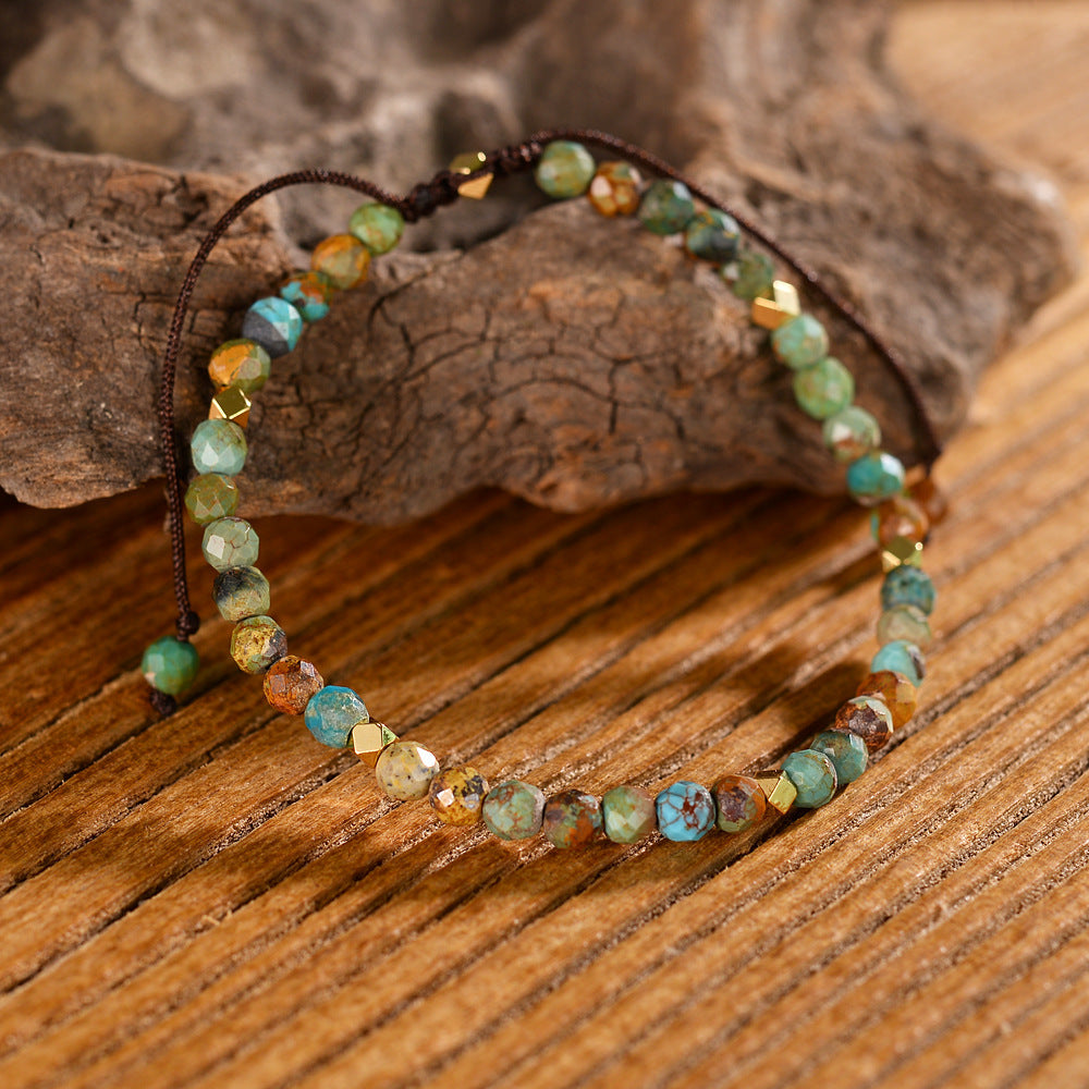 Natural African Turquoise Braided Bracelet – Adjustable Unisex Jewelry