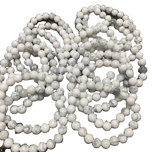 Natural White Turquoise Bracelet – 8mm Single Circle Women’s Jewelry