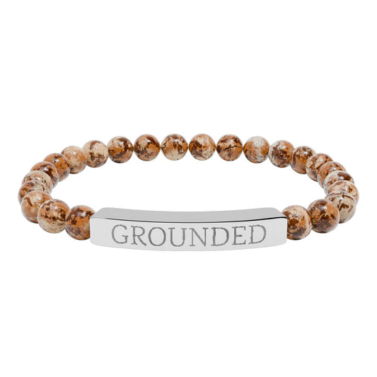 Grounded Intention Bracelet Natural Picture Jasper Stretch Bar